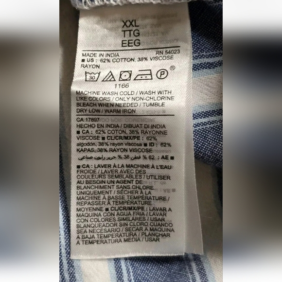 Old Navy Striped Puff Sleeve Tiered Cotton Pockets Button Front Dress Sz XXL - Picture 11 of 12